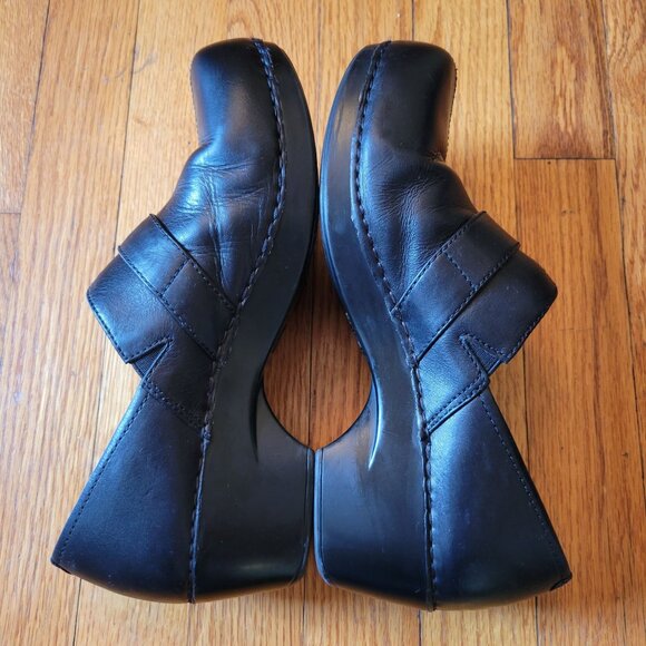 Dansko Black Leather Buckle Clogs 40 Comfort Shoes Chunky TAMARA 9.5 10 - Picture 7 of 9